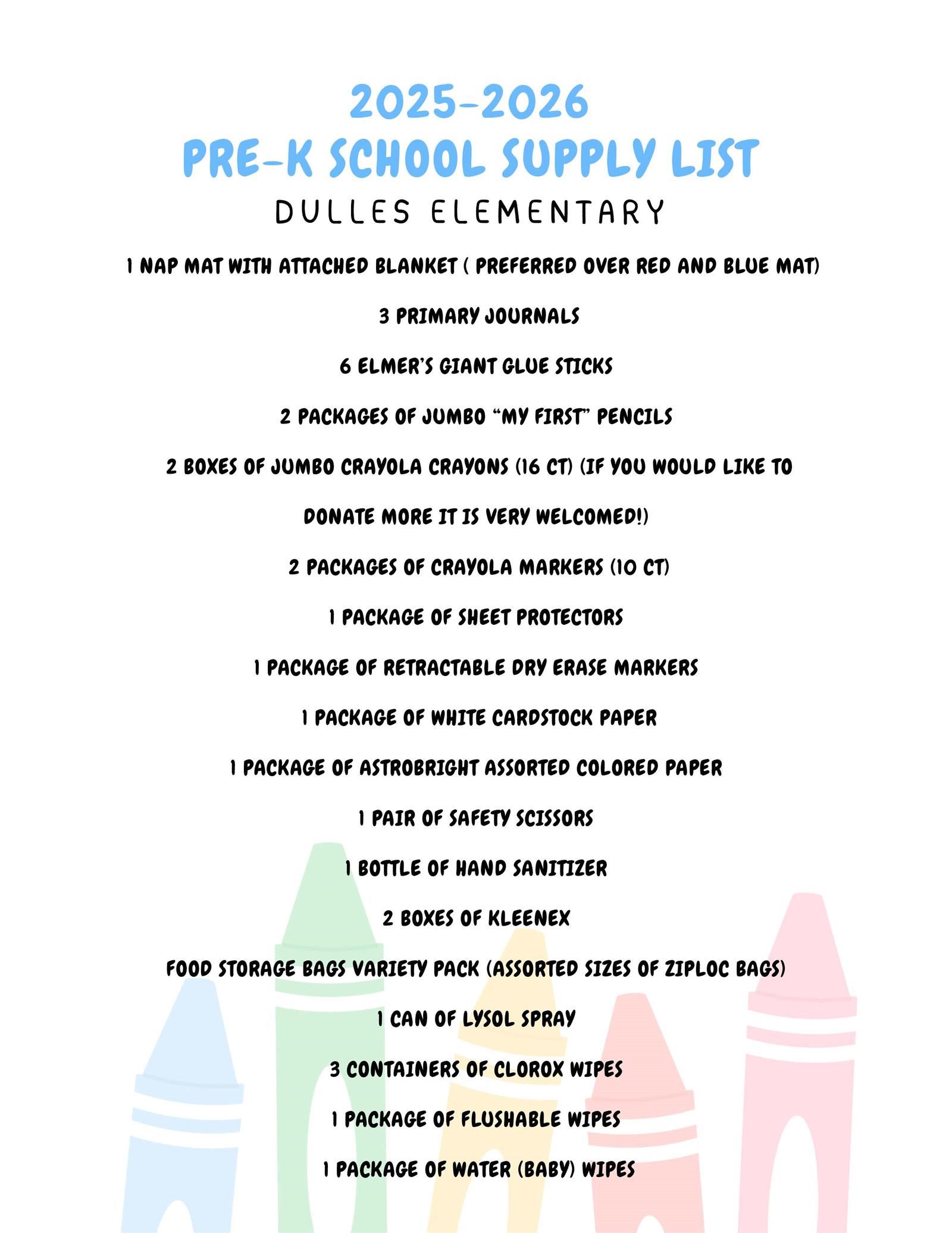  Pre-K School Supply List